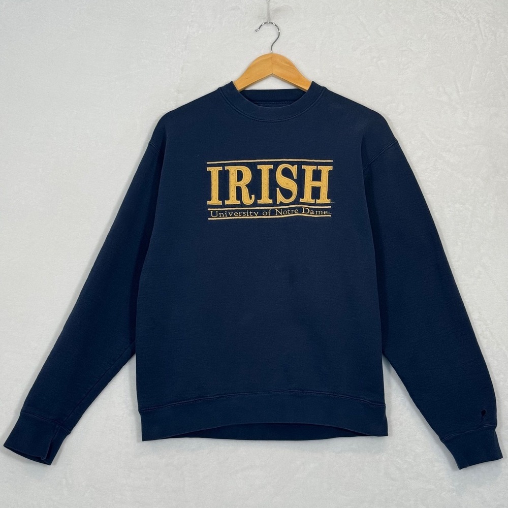 Vintage 1990s Navy University of Notre Dame Irish Sweatshirt Medium